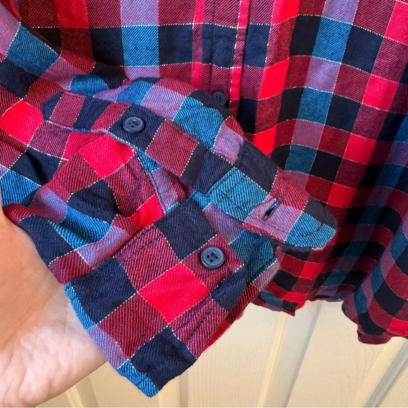 NWT Lucky Brand Red Blue Twill Plaid Casual Buttoned Down Relaxed Fit Shirt XL - Picture 6 of 15